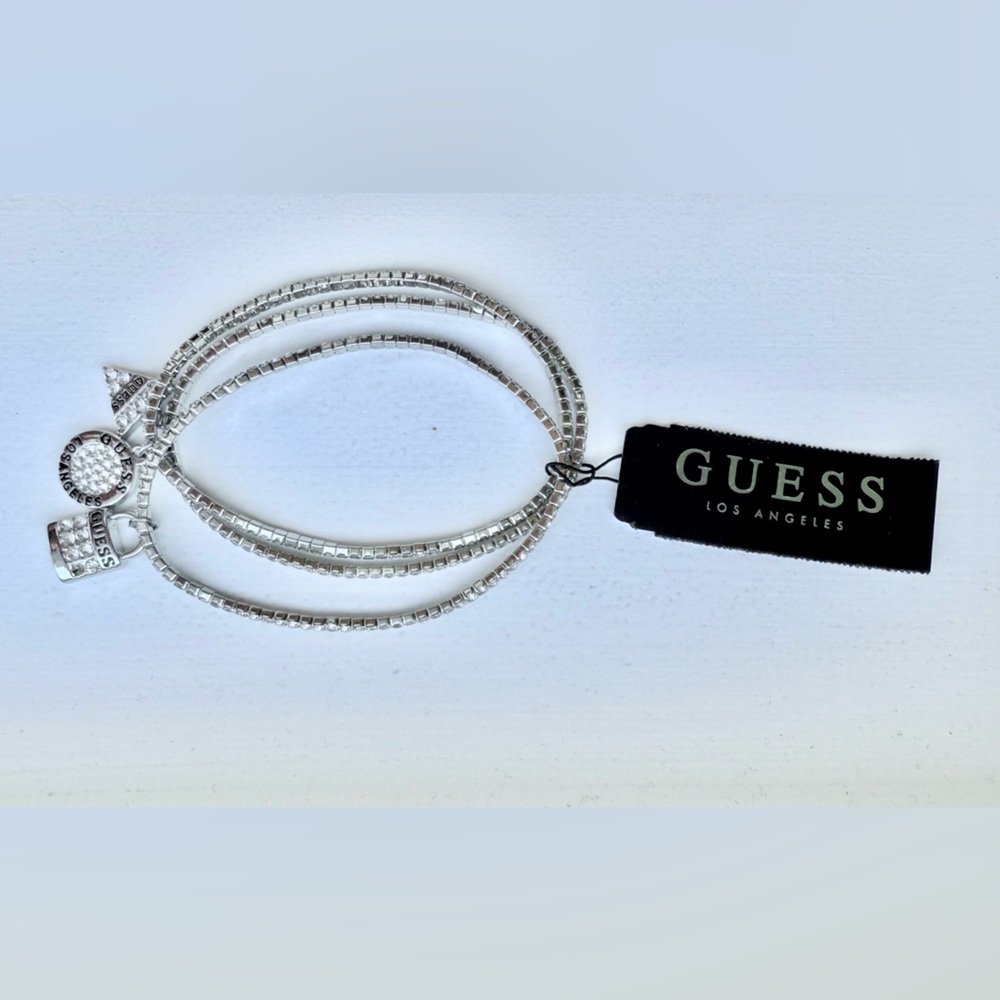 Guess Shimmering Imitation Silver with Cubic Zirconia Diamonds Bracelet Trio